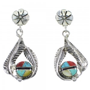 Multicolor Sterling Silver Feather Earrings YX53104