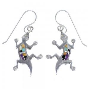 Multicolor Sterling Silver Lizard Hook Dangle Earings YX52753