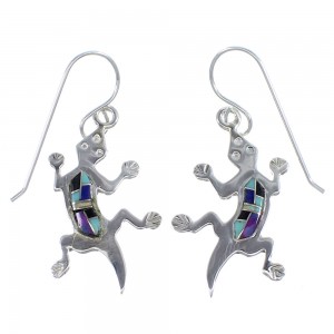 Multicolor Sterling Silver Hook Dangle Earings Lizard YX52757