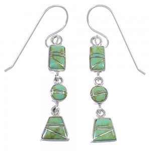 Southwestern Turquoise Sterling Silver Hook Dangle Earrings YX52786