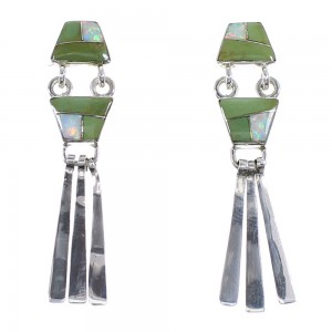 Turquoise Opal Sterling Silver Post Dangle Earrings YX52804