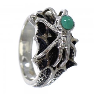 Turquoise Silver Southwestern Spider Ring Size 8-1/4 AX53010