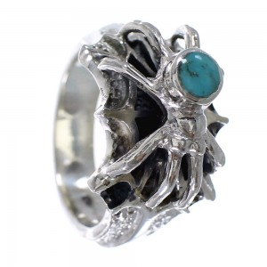Turquoise And Sterling Silver Spider Jewelry Ring Size 8-1/4 AX53047