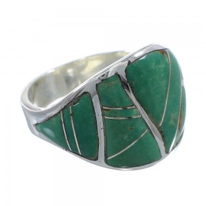 Turquoise Inlay Sterling Silver Ring Size 7-1/2 AX53177