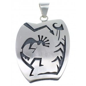 Native American George Phillips Kokopelli Corn Stalk Silver Pendant EX53876