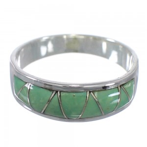 Southwestern Genuine Sterling Silver Turquoise Inlay Ring Size 6-3/4 QX81273