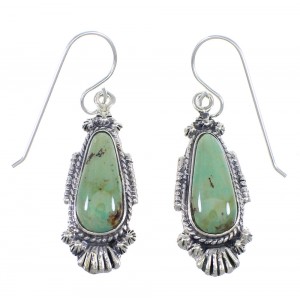 Authentic Sterling Silver Turquoise Hook Dangle Earrings RX54669