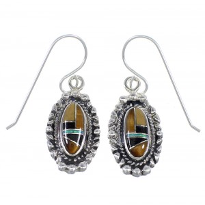 Multicolor Southwest Silver Hook Dangle Earrings RX54746