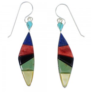 Multicolor Southwest Sterling Silver Hook Dangle Earrings RX55764