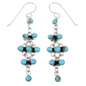 Southwest Silver Turquoise Hook Dangle Earrings RX54779