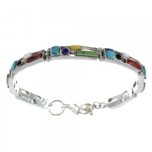 Multicolor Sterling Silver Link Bracelet AX54294