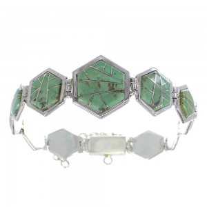 Southwestern Turquoise Sterling Silver Link Bracelet AX54133