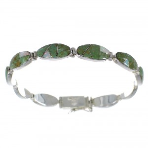 Opal And Turquoise Inlay Silver Link Bracelet AX54572