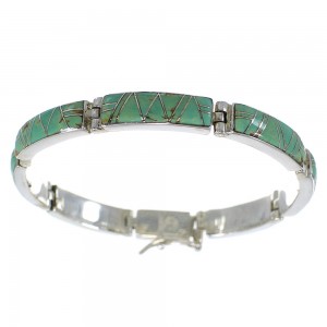 Southwestern Turquoise Authentic Sterling Silver Link Bracelet AX55248