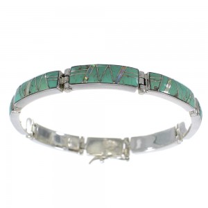 Turquoise And Opal Inlay Sterling Silver Link Bracelet AX55287
