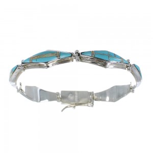 Sterling Silver Turquoise And Opal Southwestern Link Bracelet AX54619