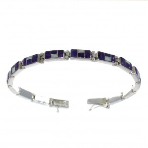 Southwest Magenta Turquoise And Opal Silver Link Bracelet EX55885