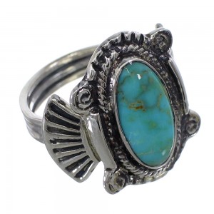 Genuine Sterling Silver And Turquoise Ring Size 5-3/4 EX56315