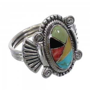 Southwest Multicolor Sterling Silver Ring Size 8-1/4 EX56270
