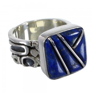 Sterling Silver Lapis Inlay Ring Size 8-1/2 AX61097