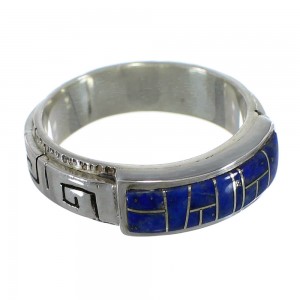 Lapis Inlay Southwest Water Wave Silver Ring Size 5-3/4 AX64376