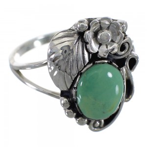 Southwest Turquoise And Silver Flower Jewelry Ring Size 5-1/4 VX57167