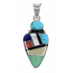 Multicolor Silver Southwestern Jewelry Pendant RX54427