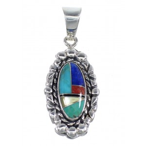 Multicolor Southwest Inlay Silver Pendant RX54488