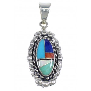 Southwestern Multicolor Inlay Silver Pendant RX54489