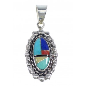 Multicolor Inlay Sterling Silver Slide Pendant RX54491