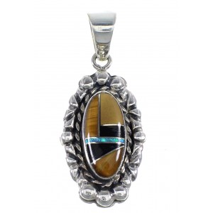 Sterling Silver Multicolor Inlay Slide Pendant RX54494