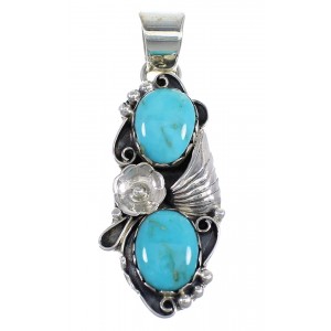 Southwestern Sterling Silver And Turquoise Flower Slide Pendant Jewelry VX55039