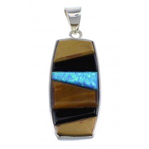 Genuine Sterling Silver Multicolor Inlay Pendant Jewelry VX55098