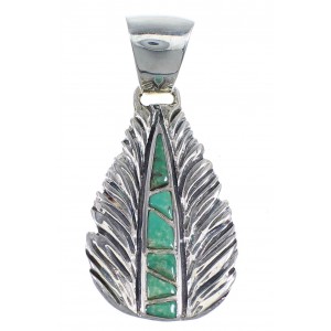 Southwest Turquoise Silver Feather Pendant RX54876