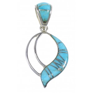 Genuine Sterling Silver And Turquoise Inlay Pendant RX54528