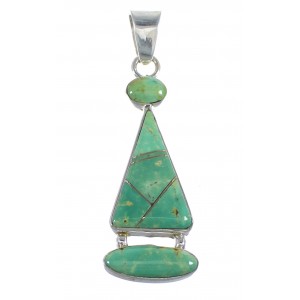 Southwest Turquoise Inlay And Sterling Silver Pendant RX54546