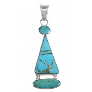 Sterling Silver And Turquoise Southwest Pendant RX54567
