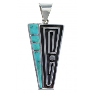 Genuine Sterling Silver Turquoise Southwest Pendant JX54242