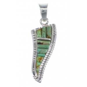 Southwestern Turquoise Inlay Sterling Silver Slide Pendant JX54261