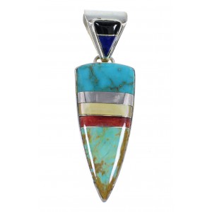 Genuine Sterling Silver Southwest Multicolor Pendant RX54302