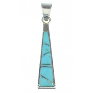 Turquoise Inlay Silver Southwest Pendant WX57967