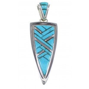 Turquoise Inlay And Genuine Sterling Silver Pendant Southwest Jewelry VX55256