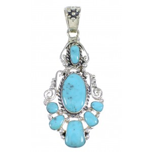 Authentic Sterling Silver And Turquoise Pendant Jewelry VX55249