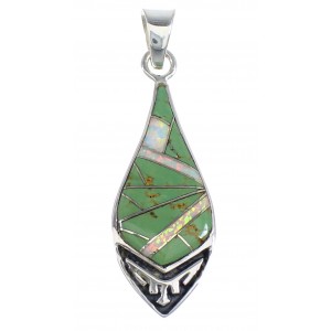 Turquoise And Opal Authentic Sterling Silver Pendant VX54890
