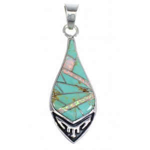 Turquoise And Opal Genuine Sterling Silver Pendant VX54894