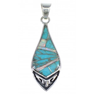 Genuine Sterling Silver Turquoise And Opal Southwestern Pendant VX54900