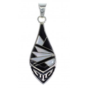 Sterling Silver Jet And Mother of Pearl Inlay Southwest Pendant VX54908