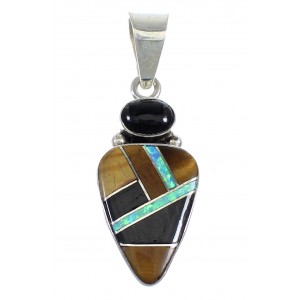 Sterling Silver Multicolor Inlay Southwest Pendant VX54965