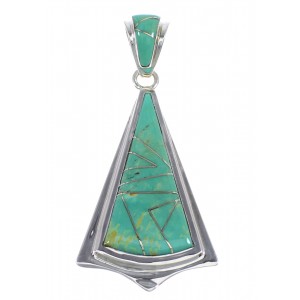 Turquoise Inlay And Sterling Silver Southwest Pendant VX55395
