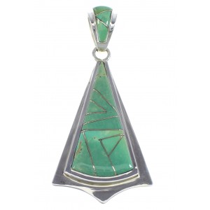 Turquoise Inlay And Authentic Sterling Silver Pendant Jewelry VX55398